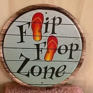 Wall Decor Flip Flop Zone Metal Tin Sign Roundtrigger Zone Pool